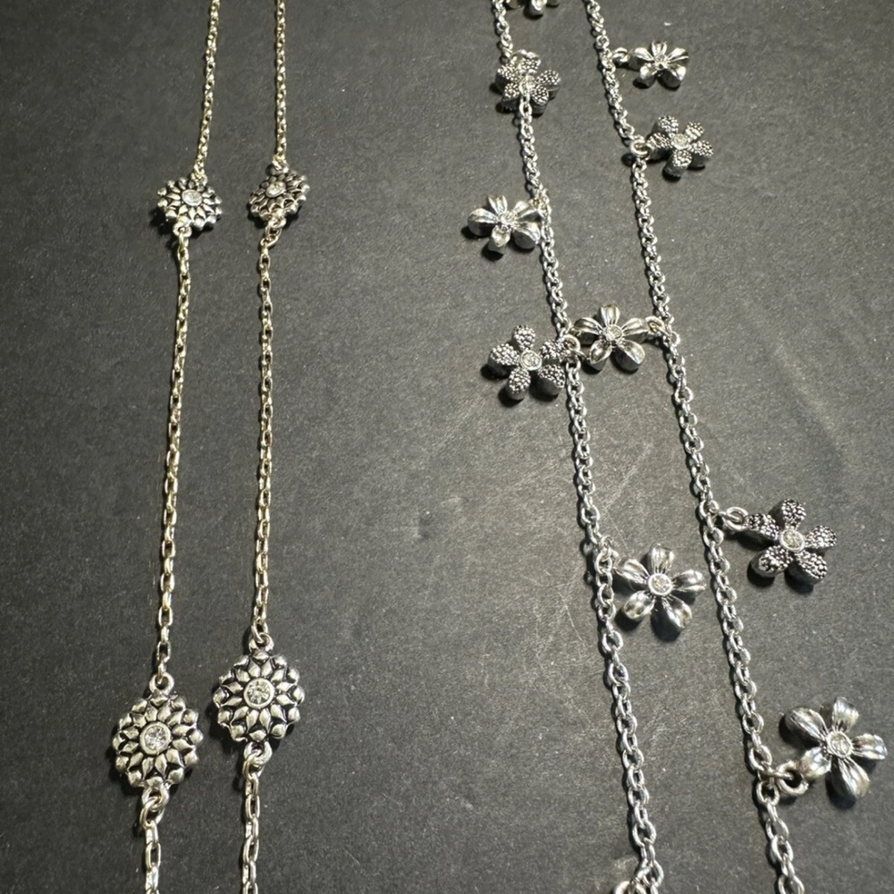 TRIFARI Necklace Set 15/16” Silver And Gold with Accent Crystals